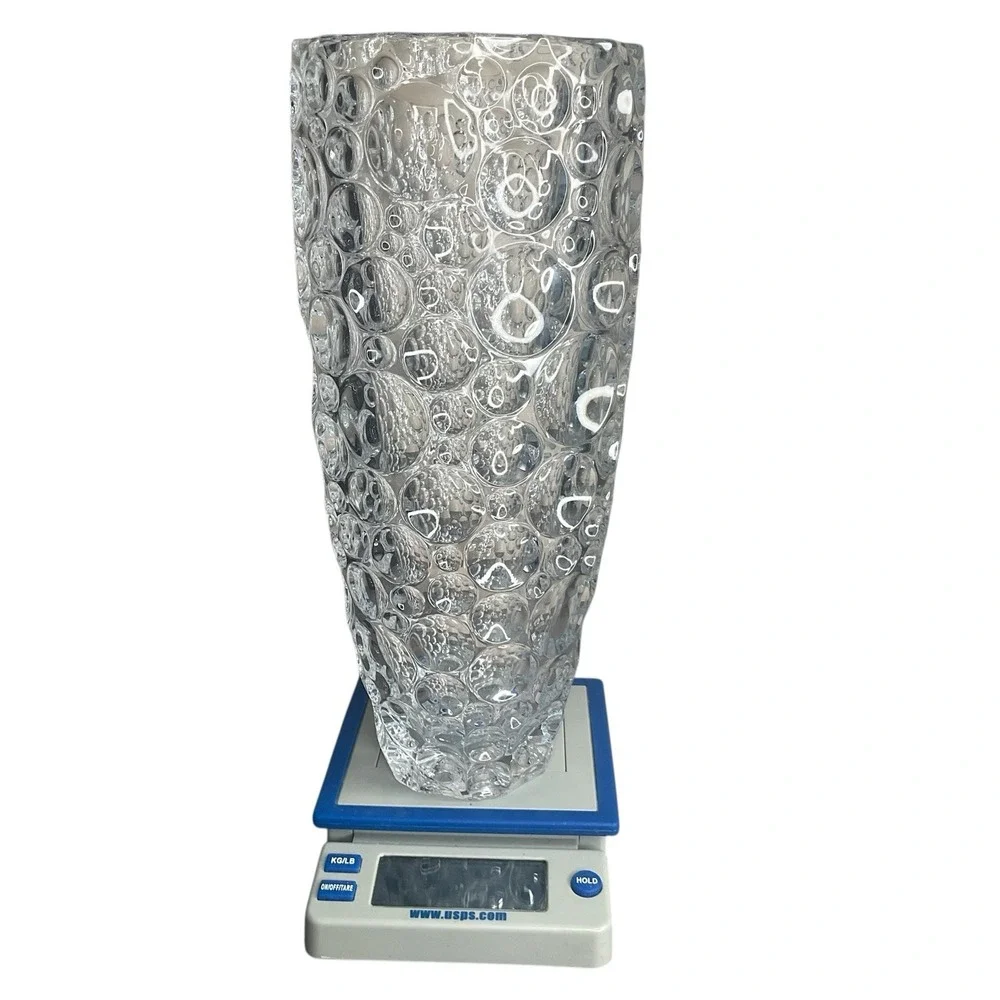 Czech Lead Crystal Vase Tall, Button, Coin Dot Heavy Vase‎ Of A Thousand Bubbles